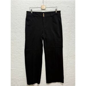 Chicos‎ Women's Black Wide Leg Trousers Pull On Gold Button Career Pants Size 0